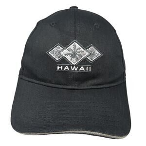 Hawaii Strapback Baseball Cap Black OS Adjustable Surfware Hawaiian Classics